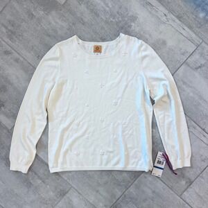 NWT Ruby‎ Rd Womens XL Ivory Embellished Crew Neck Long Sleeve Sweater